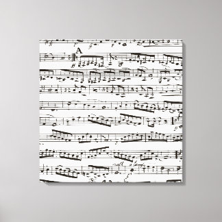 Impressão Em Tela Notas musicais em preto e branco