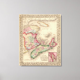 Impressão Em Tela Nova Escócia, Novo Brunswick, mapa por Mitchell