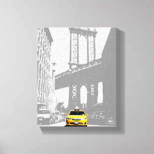 Impressão Em Tela Nova Iorque Amarelo Taxi Nyc Da Ponte Brooklyn