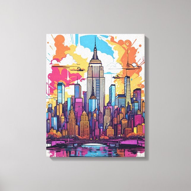 Impressão Em Tela Nova Iorque Cityscape Landcape (Frente)