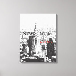 Impressão Em Tela Nova Iorque com Poster de Amor