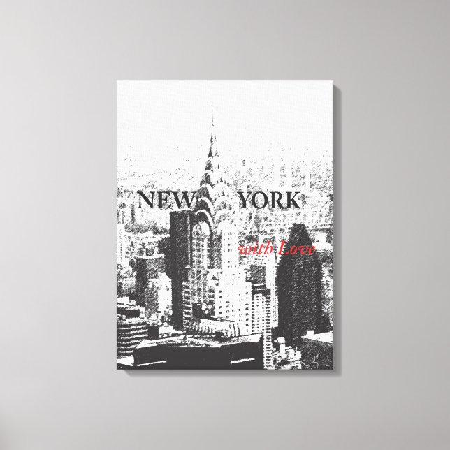 Impressão Em Tela Nova Iorque com Poster de Amor (Frente)