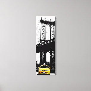 Impressão Em Tela Nova Iorque De Táxi Amarelo Da Ponte Brooklyn