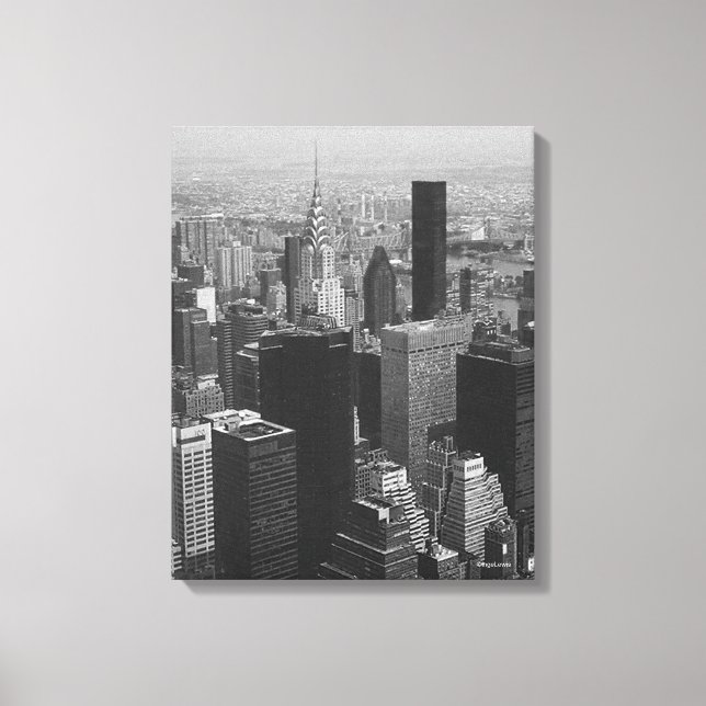 Impressão Em Tela Nova Iorque, Fotografia de Manhattan Skyline B/W (Frente)