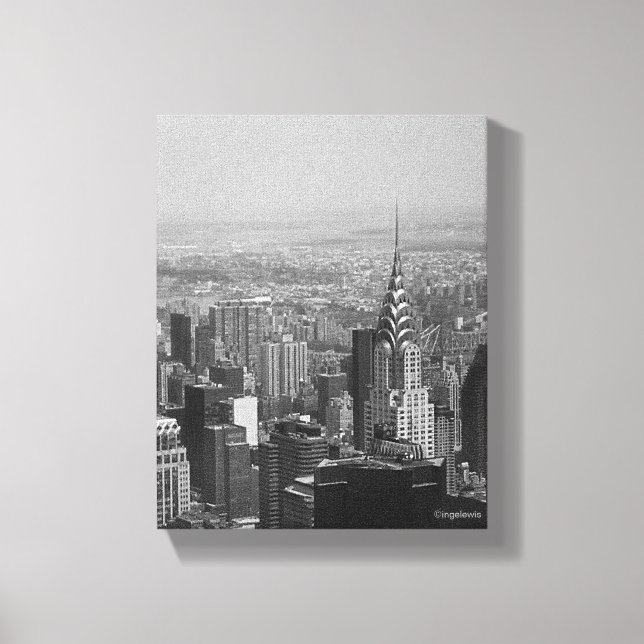 Impressão Em Tela Nova Iorque, Fotografia de Manhattan Skyline B/W (Frente)