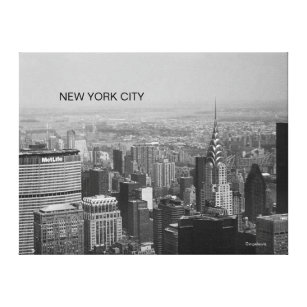 Impressão Em Tela Nova Iorque, Manhattan Skyline B/W Fotografia