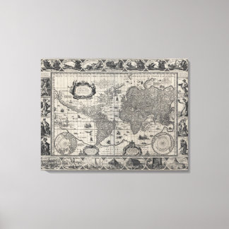 Impressão Em Tela Nova Tótius terrarum, Mapa Mundial Antiquado 1606