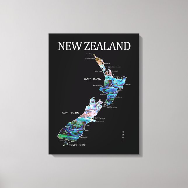 IMPRESSÃO EM TELA NOVA ZEALAND MAP PAUA (Frente)