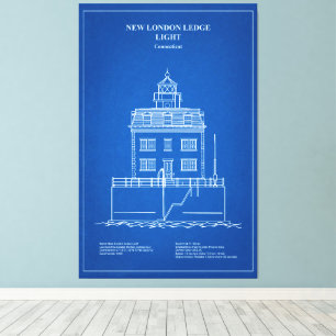 Impressão Em Tela Novo farol de Londres - Connecticut - AD