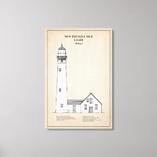 Impressão Em Tela Novo Farol Presque Isle - Michigan - SBD