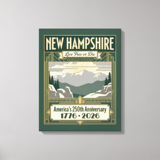 Impressão Em Tela Novo Hampshire Art Déco América 250º Aniversário