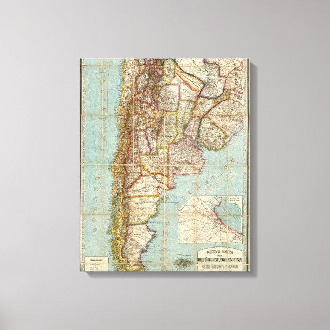 Impressão Em Tela Novo mapa da Argentina (Frente)