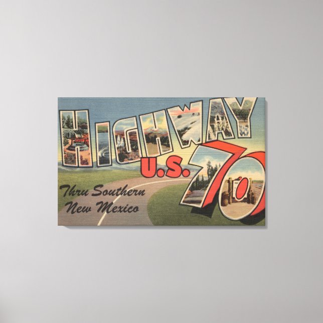 Impressão Em Tela Novo México - Estrada dos EUA 70 - Letra Grande (Frente)