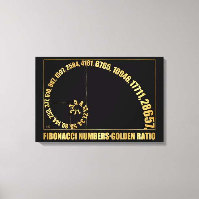 Impressão Em Tela Números Fibonacci, Rácio do Ouro (Frente)