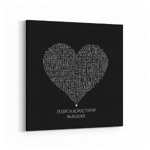 Impressão Em Tela Nuvem de Palavras para Casamentos e Aniversários