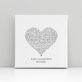 Impressão Em Tela Nuvem de Palavras para Casamentos e Aniversários