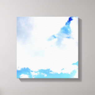 Impressão Em Tela Nuvens Brancas Puffy e Céu Azul
