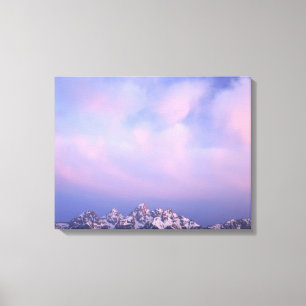 Impressão Em Tela Nuvens cor-de-rosa sobre a escala de Teton