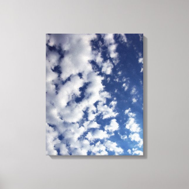 Impressão Em Tela Nuvens Puffy No Céu Azul (Frente)