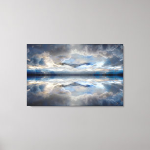 Impressão Em Tela Nuvens refletidas em azul escuro