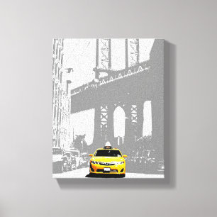 Impressão Em Tela Nyc Brooklyn Bridge Nova Iorque Yellow Taxi