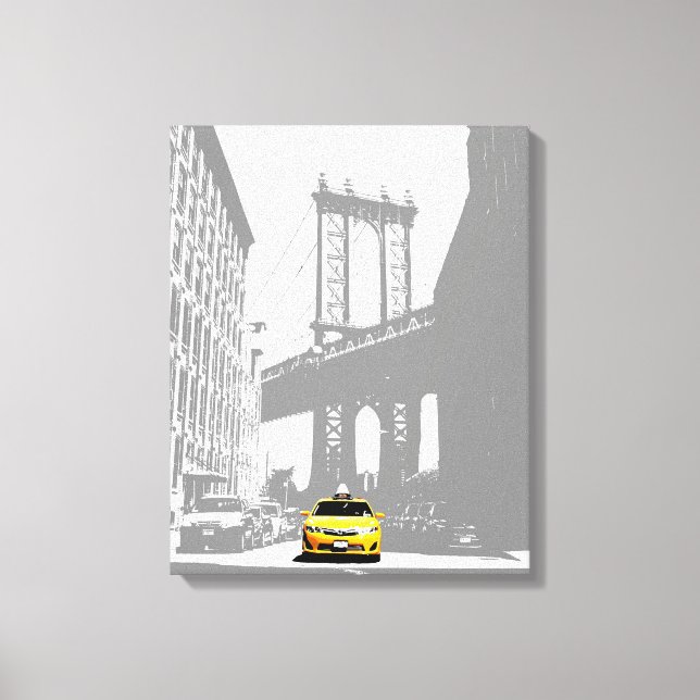 Impressão Em Tela Nyc Brooklyn Bridge Yellow Taxi Nova Iorque (Frente)