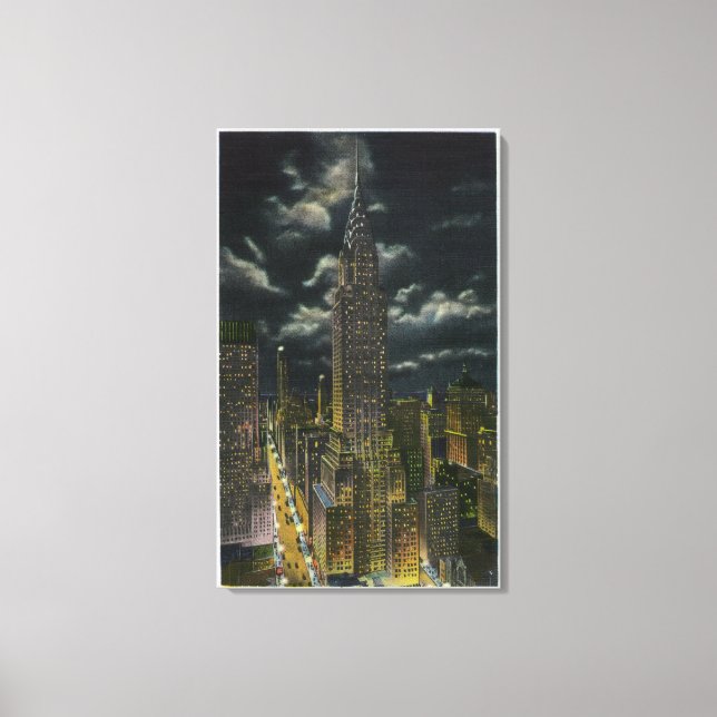 Impressão Em Tela NYC, Edifício New YorkChrysler na noite nº 2 (Frente)