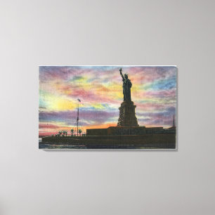Impressão Em Tela NYC, opinião nova de YorkSunrise da estátua da
