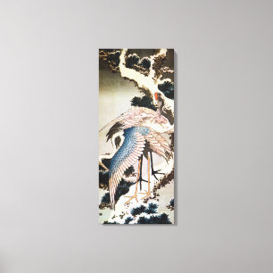 Impressão Em Tela o 松に鶴, 北斎 Cranes no pinheiro, Hokusai, U