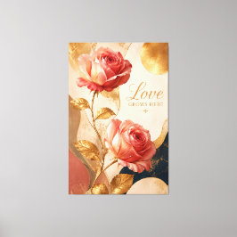 Impressão Em Tela O Amor Cresce Aqui – Arte de Parede em Tela de Ros
