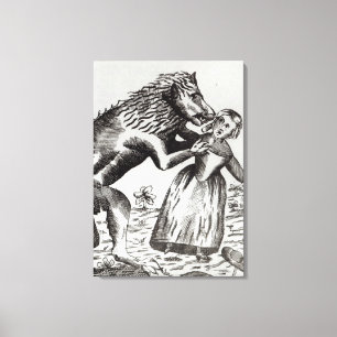 Impressão Em Tela O animal de Gevaudan que ataca uma rapariga