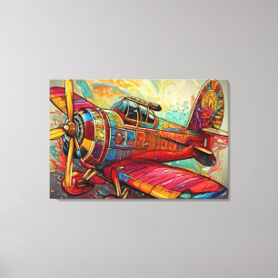 Impressão Em Tela O Avião Retro-Futurista Vibrante Definitivo