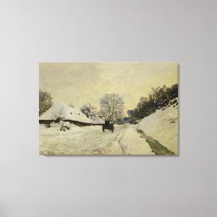 Impressão Em Tela O carro, ou estrada sob a neve em Honfleur, 1865