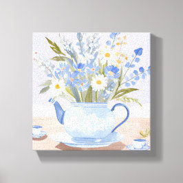 Impressão Em Tela O Chaleira em Flor | Pintura de Chá em Aquarela Az