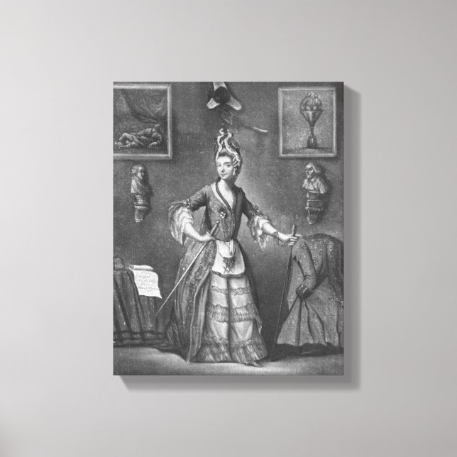 Impressão Em Tela O Chevalier d'Eon, vestido de mulher (Frente)