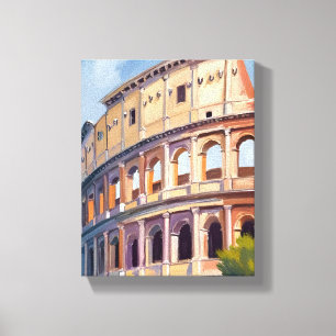 Impressão Em Tela O Coliseu Roma Aquarela Viagem 