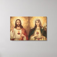 O coração sagrado de Jesus sagrado e Maria sagrada