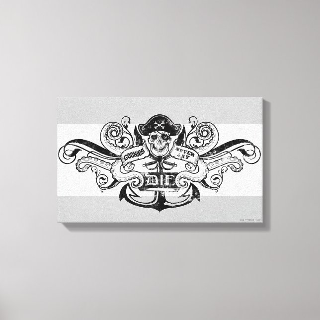 Impressão Em Tela O Crachá Pirata "Nunca Diga Morrer" (Frente)