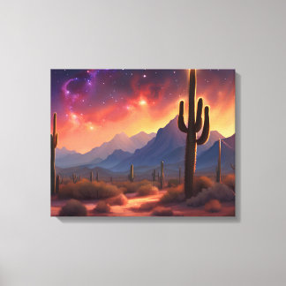 Impressão Em Tela O Deserto na Arte Colorida Dusk Sequoia Cactus