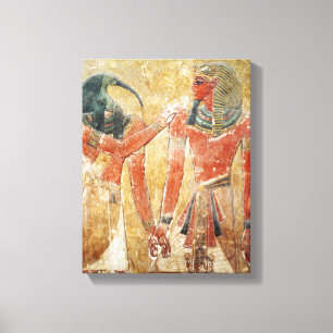 Impressão Em Tela O deus Thoth com Seti I no túmulo de Seti