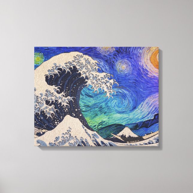 Impressão Em Tela O Excelente Onda Starry Night (Frente)