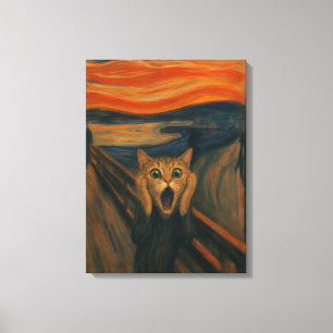 Impressão Em Tela O Gato Gritando Paródia Arte Clássica Divertida