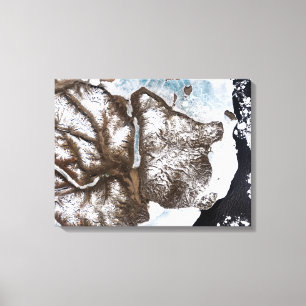 Impressão Em Tela O gelo marinho alinha a linha costeira em Greenlan