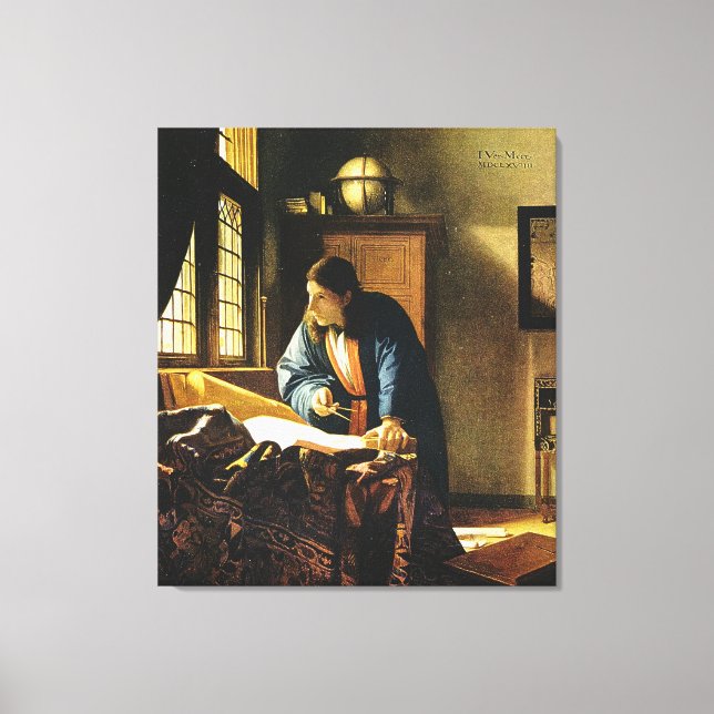 Impressão Em Tela O geógrafo de Johannes Vermeer (cerca de 1669) (Frente)