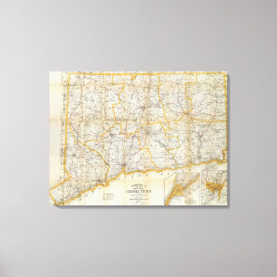 Impressão Em Tela O guia de Mendenhall, mapa de estradas Connecticut