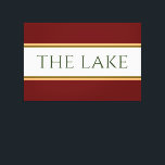 Impressão Em Tela O LAGO Vermelho Branco Cor - de - Obra Laranja Ver<br><div class="desc">Este design esportivo apresenta pinstripes laranja castanho e laranja claro destacando uma faixa central branca com riscas externas corajosas adjacentes. O texto "O LAGO" pode ser personalizado.</div>