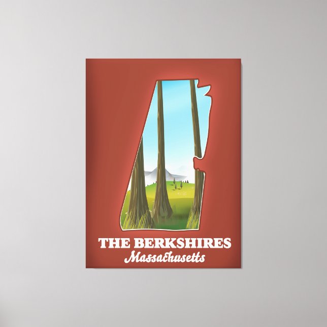 Impressão Em Tela O mapa de Berkshires Massachusetts (Frente)