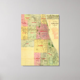 Impressão Em Tela O mapa de Blanchard de Chicago e de arrabaldes