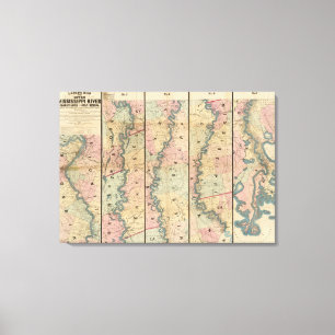 Impressão Em Tela O mapa de Lloyd do rio Mississípi mais baixo