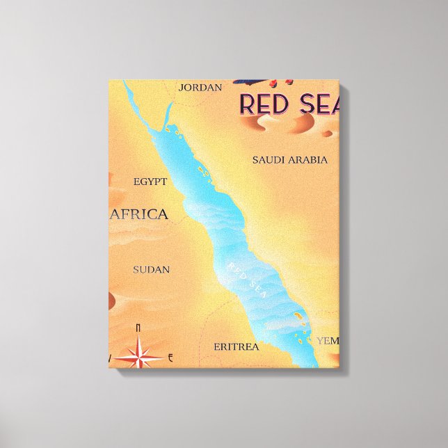 Impressão Em Tela O Mapa de Viagem do Mar Vermelho (Frente)